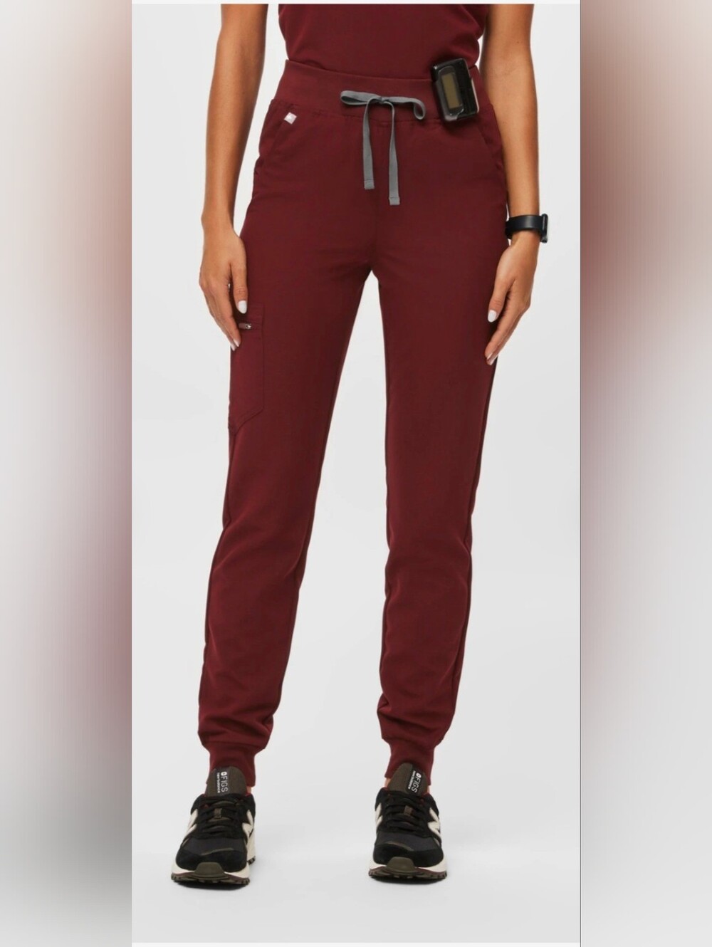 Figs High Waisted Zamora Joggers Burgundy XS Petite Medical Scrub Pants